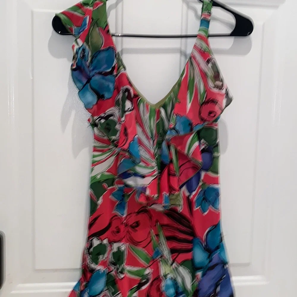 Vintage Signature by Robbie Bee Colorful Floral Pattern Midi Dress - Picture 2 of 8